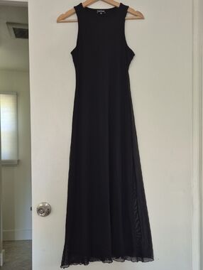 Bebe Black Sleeveless Maxi Dress with Sheer Hem